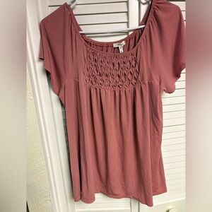 Maurices Dusty Rose Smocked Blouse